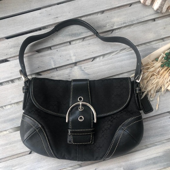 Vintage Y2K Coach Signature Black Soho Boho Purse Bag - Picture 2 of 10